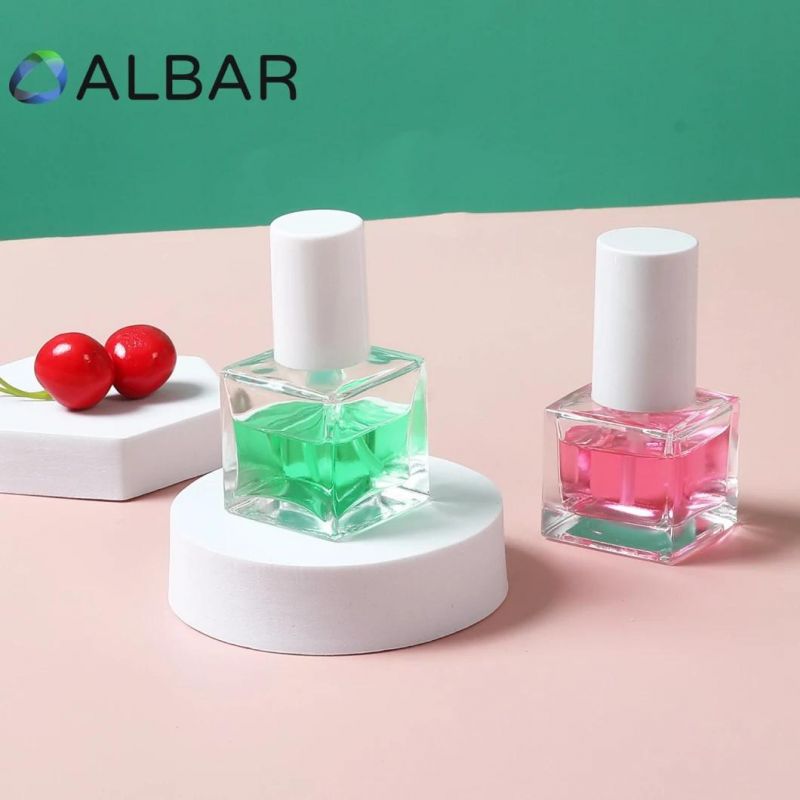 Square Cubic Ice Clear Glass Bottles with Plastic Press Caps for Cream