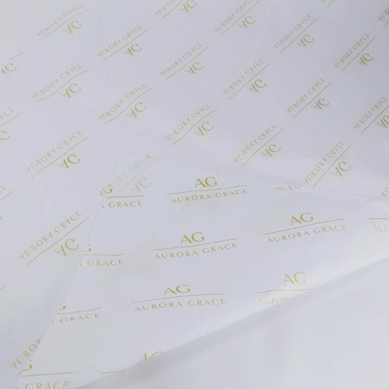 Gold Color Printed Logo White Tissue Wrapping Paper