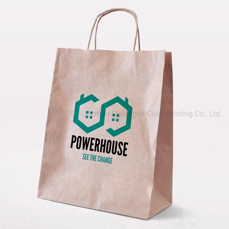 Printed Promotion Customized Logo Brown Kraft Paper Bags