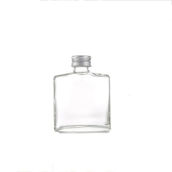 100 Ml Flat Transparent Water Milk Tea Beverage Juice Glass Bottle with Screw Cap