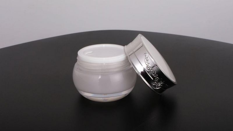 15g 20g Cosmetic White Acrylic Cream Jar with Silver Lid