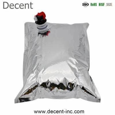 Red Wine Liquid Packaging Bag in Box Printed Stand up Spout Pouch Juice Pouch Laminated Alcohol Aluminum Foil Bag with Spout