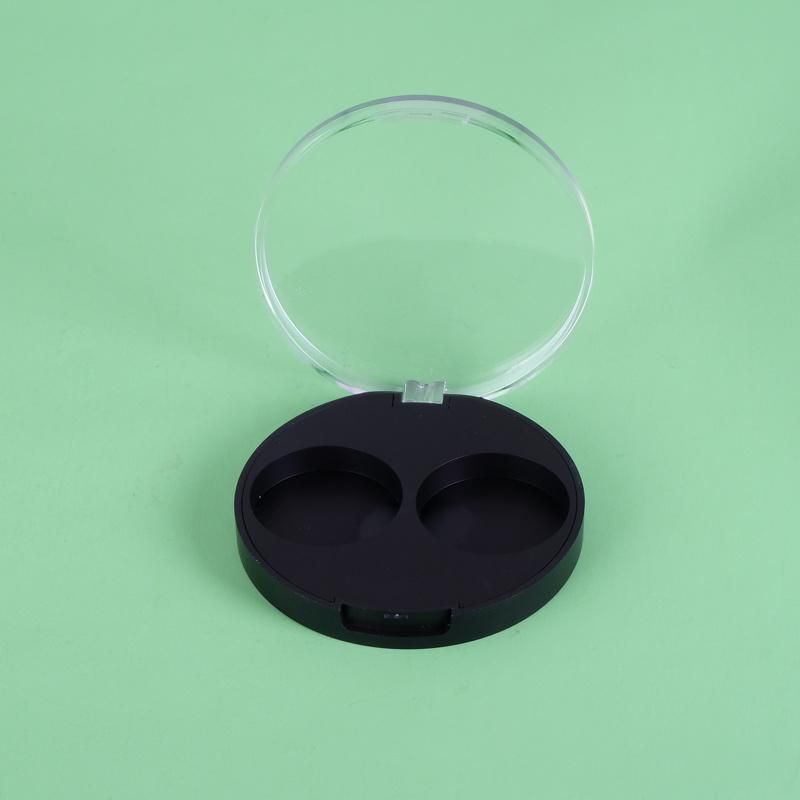 Wholesale Round Shape Elegant Black 2hole Eyeshadow Case Eyeshadow Palette Eyeshadow Container