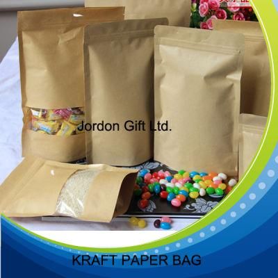 Kraft Paper Bag with Window and Zipper