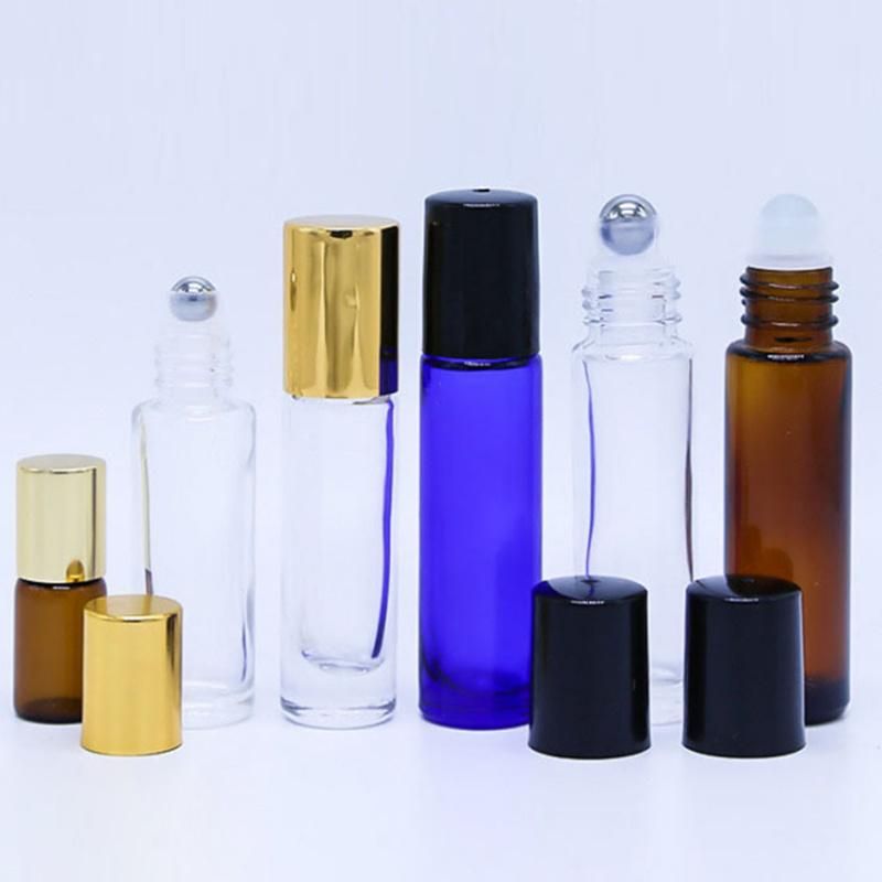 High Quality Clear Amber 5ml 15ml 10ml 20ml Glass Roll on Bottles with Stainless Steel Ball Essential Oil Roller Bottle