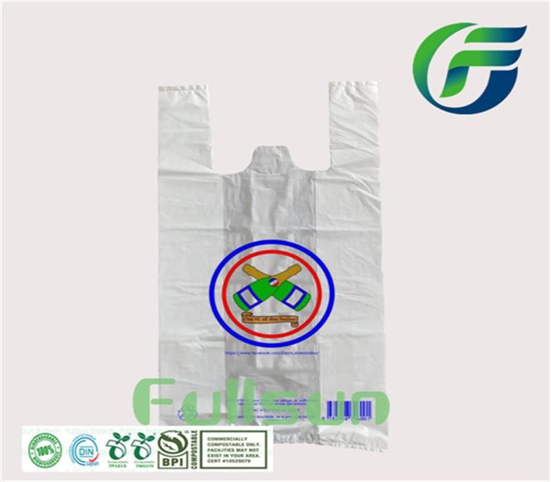 Biodegradable Plastic Handbag Tote Packaging Bag Custom Printed Compostable Handle Shopping Plastic Bag