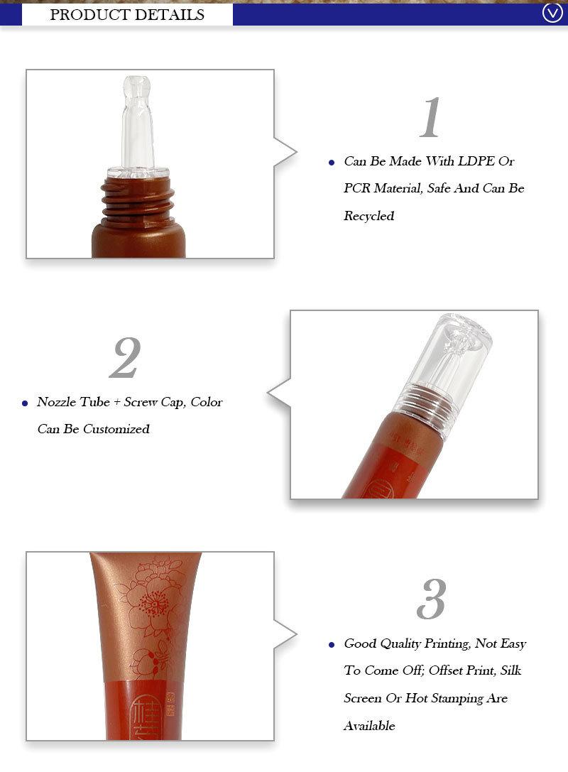 High Quality Manufacturer Cosmetic Red Skincare Packaging Plastic Eye Cream Tube with Nozzle