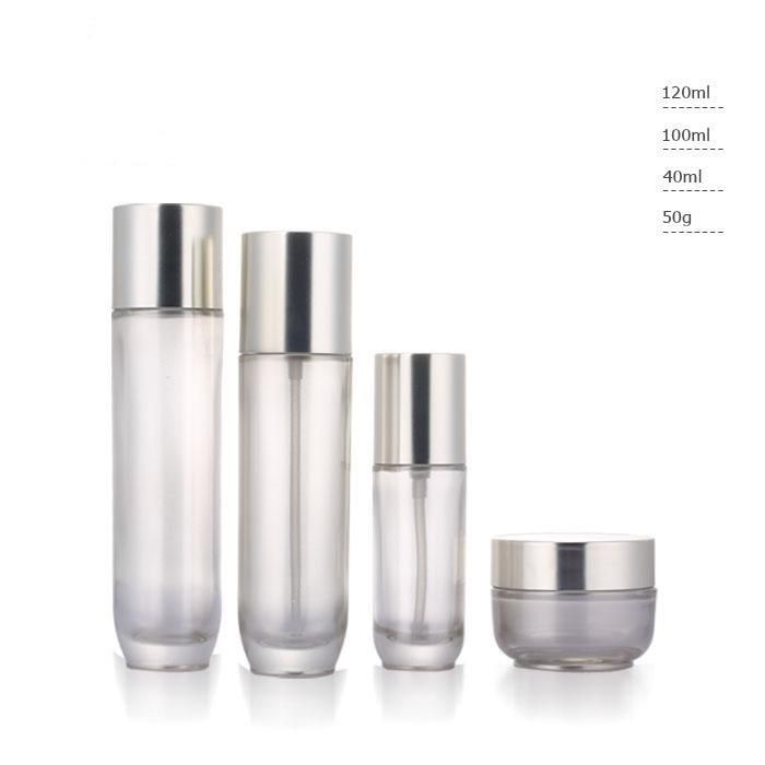 Ll44 Custom High Quality Cosmetic Cream Frosted Pump Glass Bottle for Skin Care Have Stock