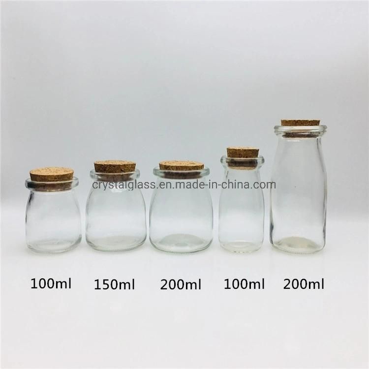 200ml/250ml 300ml 500ml 1L Milk Glass Bottle Mini Glass Milk Bottle with Cap Wholesale