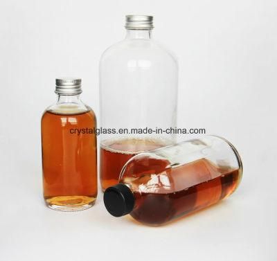 120ml 250ml 500ml 1000ml 1L Clear Round Glass Bottle 4oz 8oz 16oz 32oz