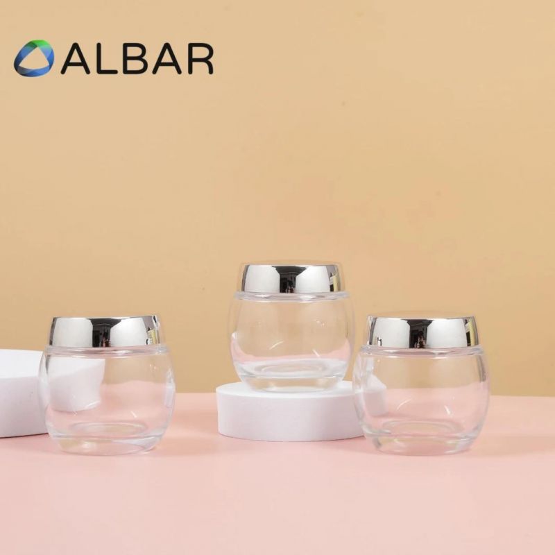 Transparent Oval Glass Jars for Moisture Cream Balm with Customized Logo