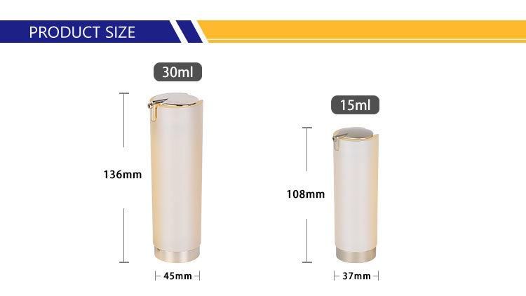 High Quality PMMA Acrylic Empty Airless Lotion Bottle Containers 15ml 30ml