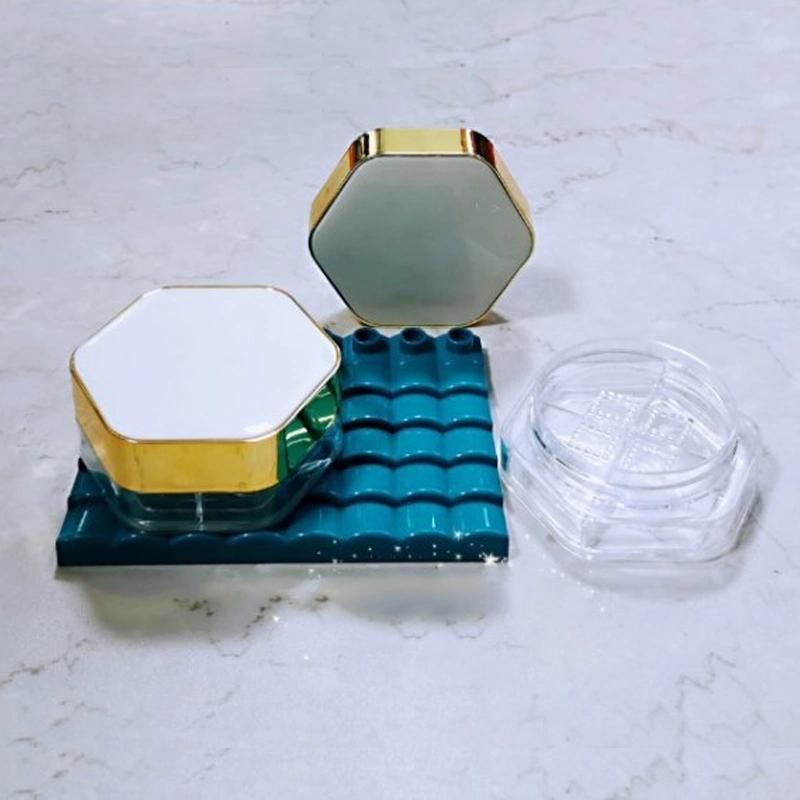 Empty Octagonal Clear Plastic Loose Powder Case with Sifter Customzied New Design Plastic Jar for Makeup Powder