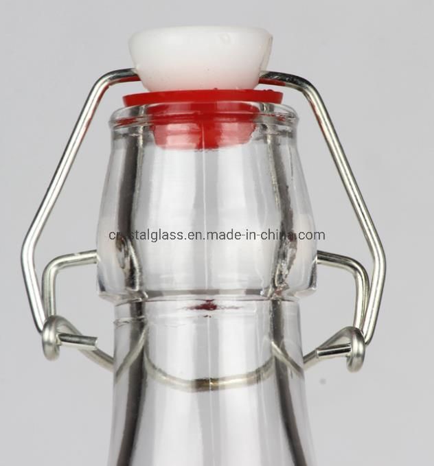 500ml 1 Liter Glass Beverage Juice Milk Bottle with Clip Ceramic Swing Cap for Homemade Wine Bottle