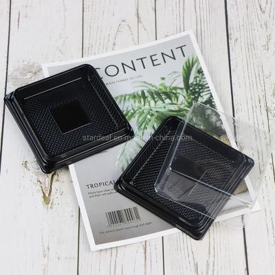 Square Golden/Black Mini Packaging Plastic Cupcake Box
