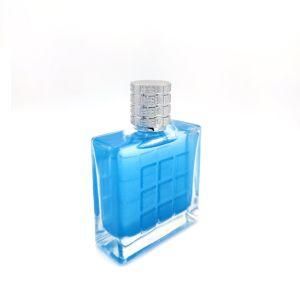 Square Perfume Bottles with Shiny Silver Plastic Cap Bulk Expensive and Cheap Price Blue Cologne Bottle with Atomizer