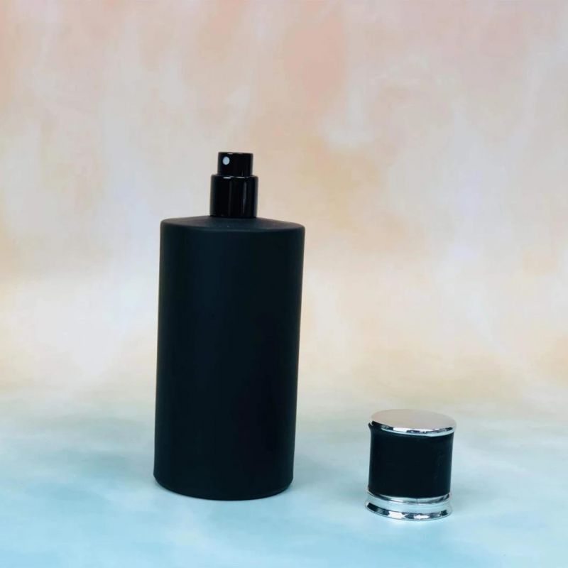 Luxury Solid Black Glass Perfume Bottles for Men with Different Caps