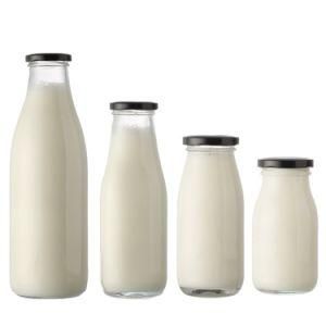 Wholesale 200ml 250ml 500ml 1000ml Glass Milk Bottle with Metal Lid