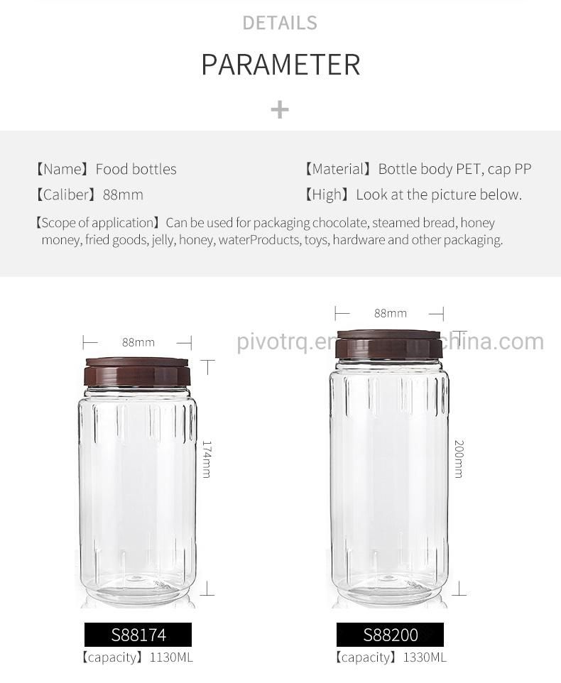 1330ml Pet Transparent Plastic Bottle Wide Mouth Bottles Flower Tea Nuts Food Packaging Cans