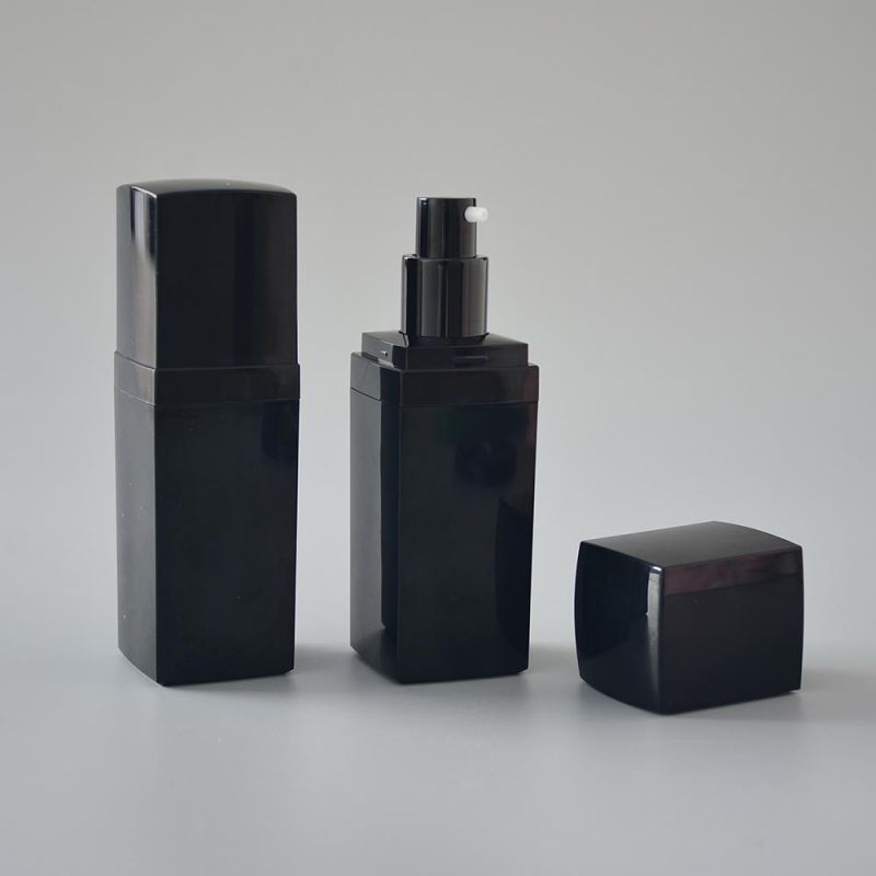 Wholesales Airless Bottle Square Shape Cream Bottle Black with Printing