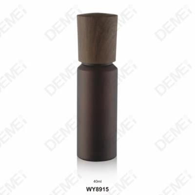 40/100/120/150ml 50g Cosmetic Skin Care Packaging Brown Straight Round Toner Lotion Glass Bottle and Cream Jar with Imitation Wood Grain Cap