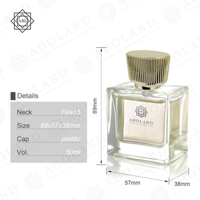 Wholesale OEM ODM 50ml Transparent Empty Square Perfume Bottles