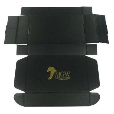 Gold Hot Stamping Matte Black Shoe Packaging Corrugated Shipping Box