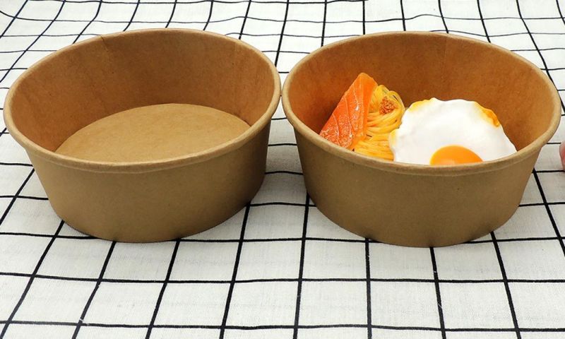 1100ml Kraft Paper Bowls for Salad Meat and Soup Good Packaging Paper Bowl for Sales