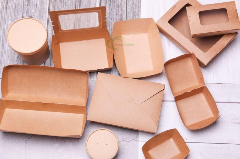 Disposable Kraft Paper Lunch Box Takeaway Food Container