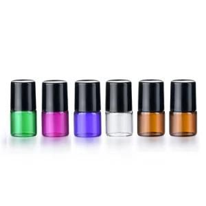 Essential Oil Perfume Roller Bottle Clear Amber Pink Purple Green 1ml 2ml 3ml 5ml 10ml Glass Roll on Bottle with Cap