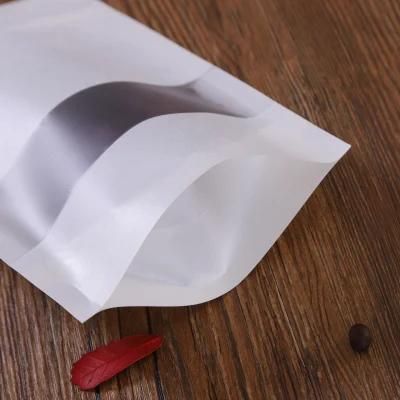 Reusable White Kraft Paper Stand up Zipper Bag with Window