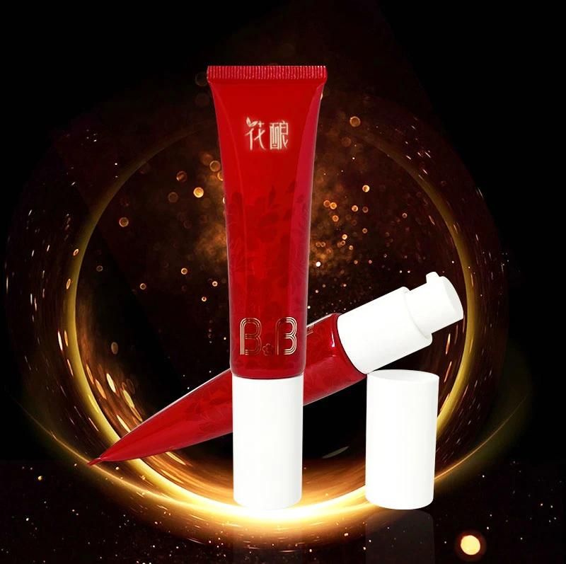 OEM Custom Empty Dark Red Foundation Cosmetic Plastic Airless Pump Tube