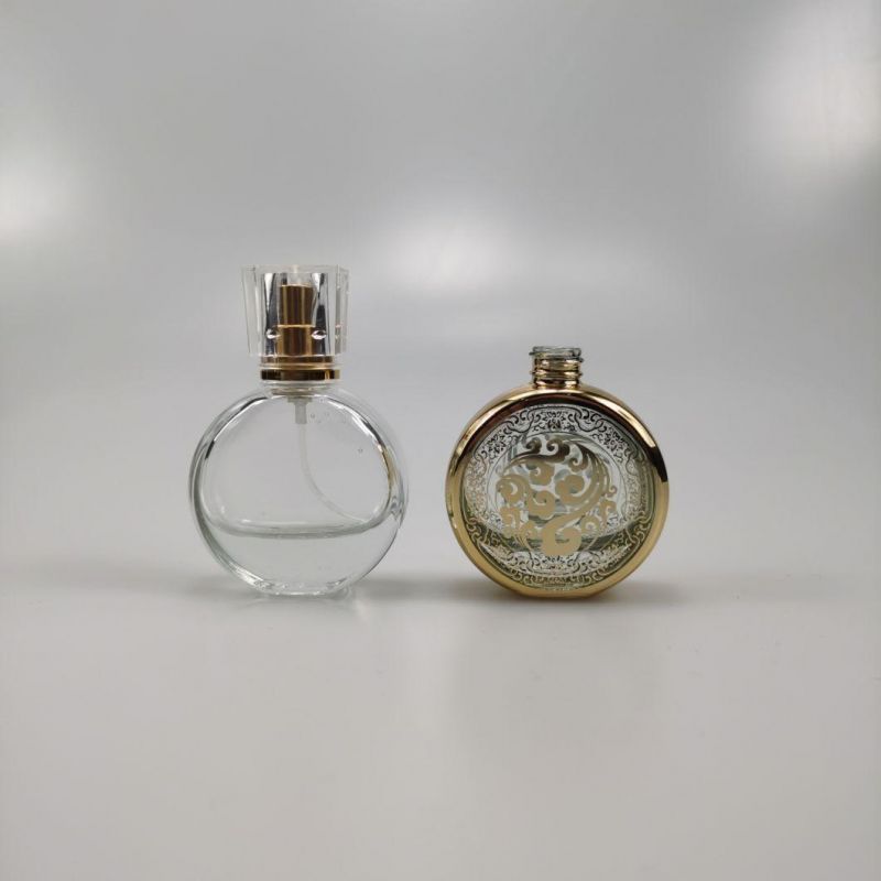 Bulk Wholesale 25ml 30ml 50ml 100ml Empty Flint Glass Flat Refillable Perfume Bottle with Spray Atomizer