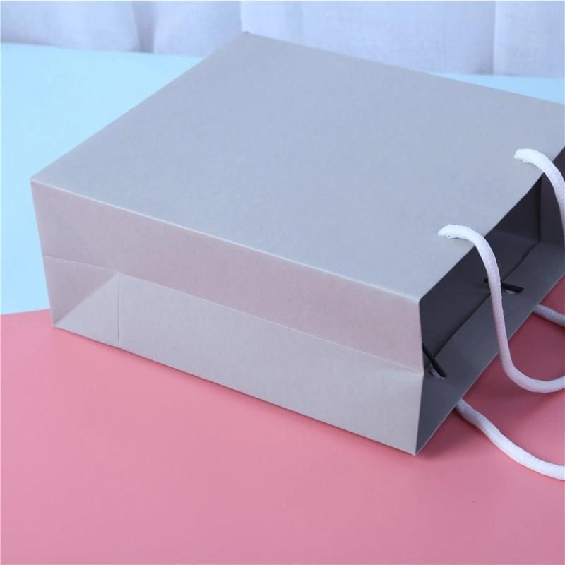 Custom Biodegradable Luxury Paper Fine White Cardboard Tote Shopping Packaging Handbag with Cotton/Ribben Handle Gift Bag