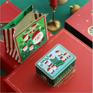 Christmas Stock Tinplate Rectangle Christmas Gift Box Santa Claus Printed Christmas Tin Box Candy Box for Kids