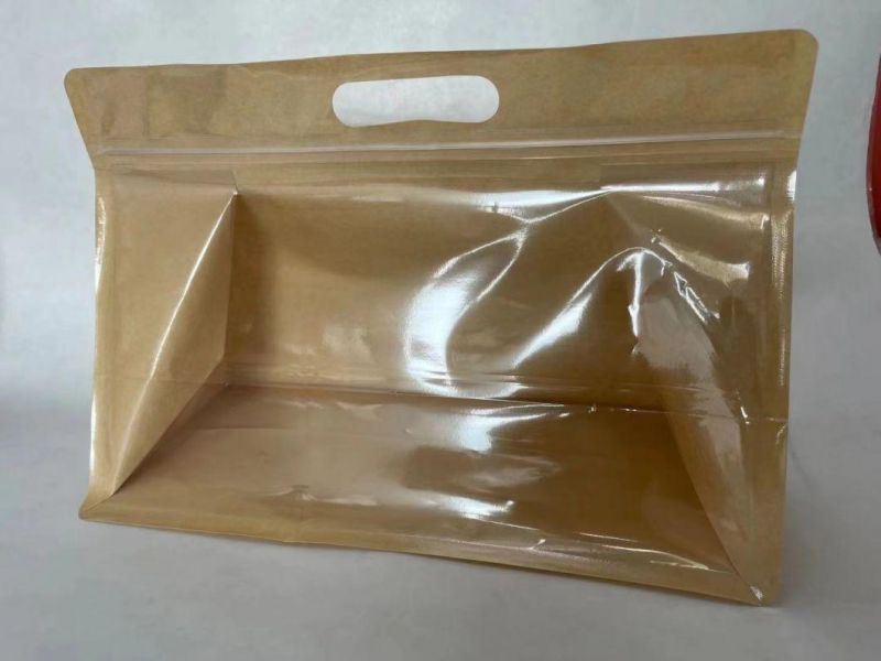 Custom Kraft Paper Bag with Clear Front and Handle