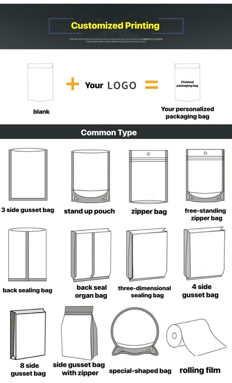 Large Custom Print Logo Self Sealing Edible Aluminum Foil Food Packaging Zipper Matte Stand up Pouch Logo Mylar Laminated Plastic Bags