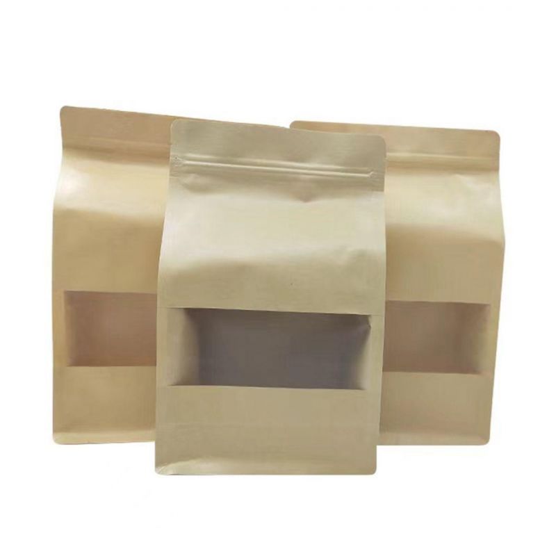 Eco-Friendly Kraft Paper Bag with Clear Window and Zipper