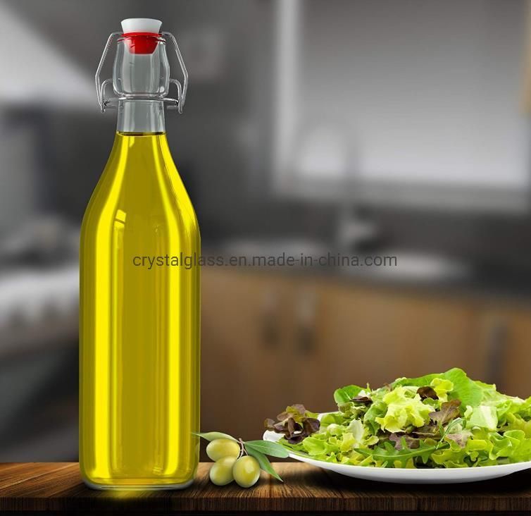 250ml 500ml 750ml 1L Glass Cold Pressed Juice Beverage Bottle with Swing Top Cap