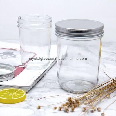 Clear Empty Jam Glass Bottle Honey Jar Glass Food Mason Jar with Cap 10oz 16oz