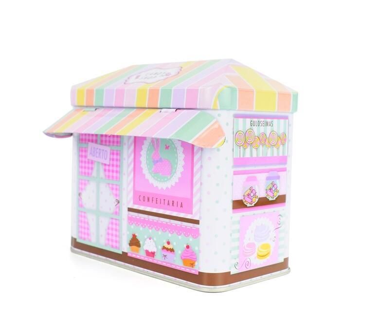 Custom Beauty House Shaped Tin Box Cookie Metal Tin Box for Children