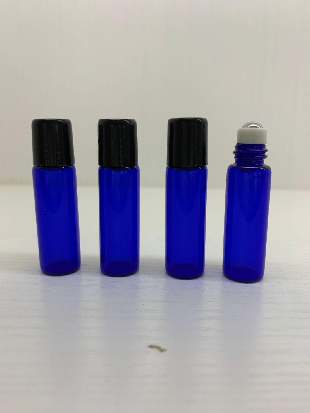 New Empty Cobalt Blue 5ml Glass Roll on Bottle with Stainless Steel Metal Roller Balls for Essential Oil Perfume