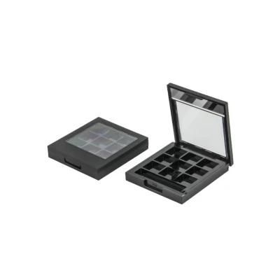9 Colors Black Empty Square Eyeshadow Case with Mirror Custom Compact Eyeshadow Palette