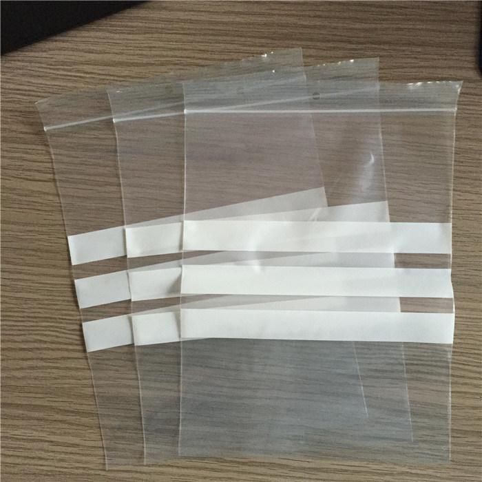 Wholesale Transparent Custom Zipper Bag with 3 White Strips Printing Writable