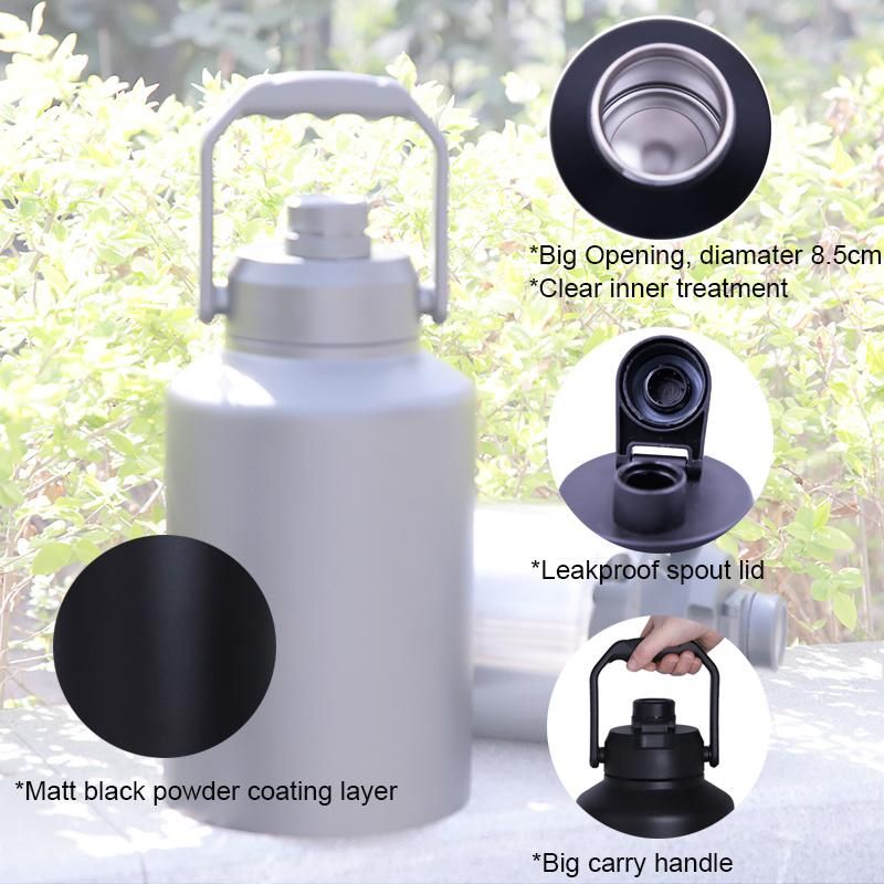 Big Size Opening Carry Handle Vacuum Insulated Drink Water Bottle Jar