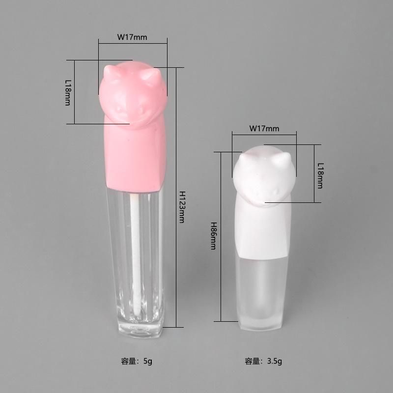 Popular Unique Pink White Lip Gloss Wand Tubes Cute Cat Shaped Empty Lipgloss Tube Packaging Private Label