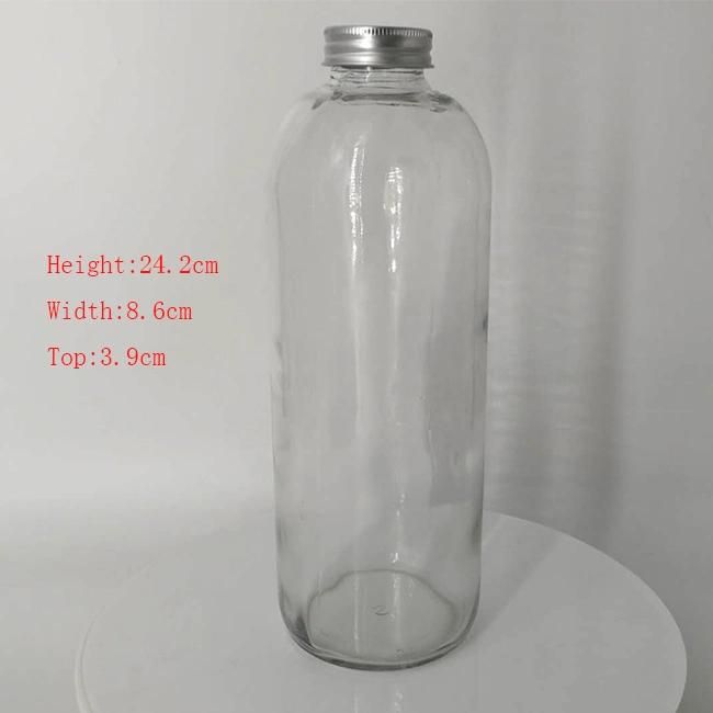 500ml 16 Oz Round Juice Water Glass Bottles with Metal Lids and String