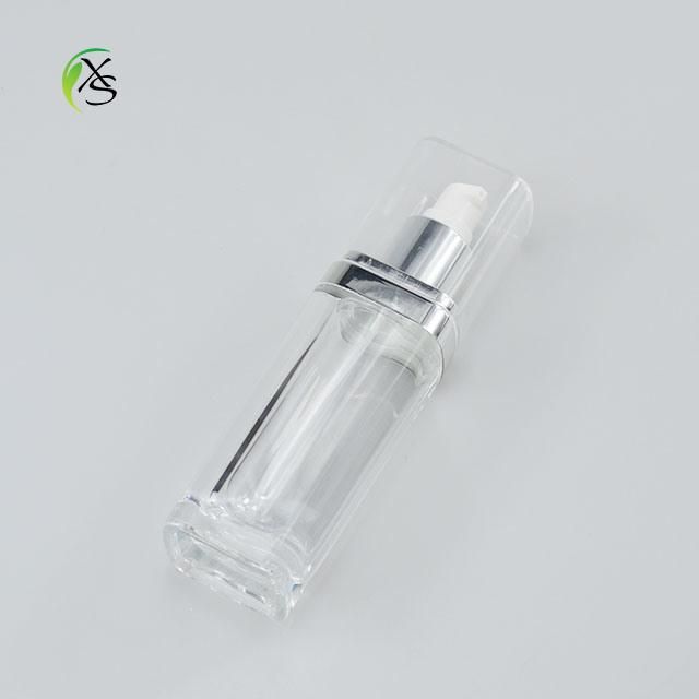 60 Ml Silver Square Shape Bottle Plastic Acrylic Skincare Lotion Bottle