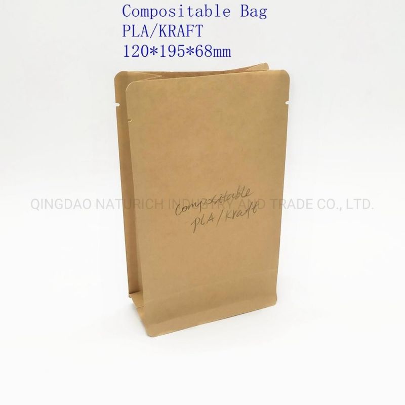 Bio-Degradable PLA Craft Paper Quad Seal Bag with Window