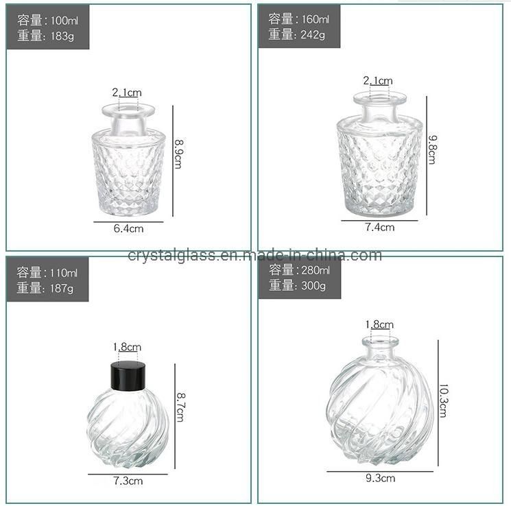 100ml 3.5oz Empty Refillable Clear Glass Perfume Fragrance Diffuser Bottle with Black Lid